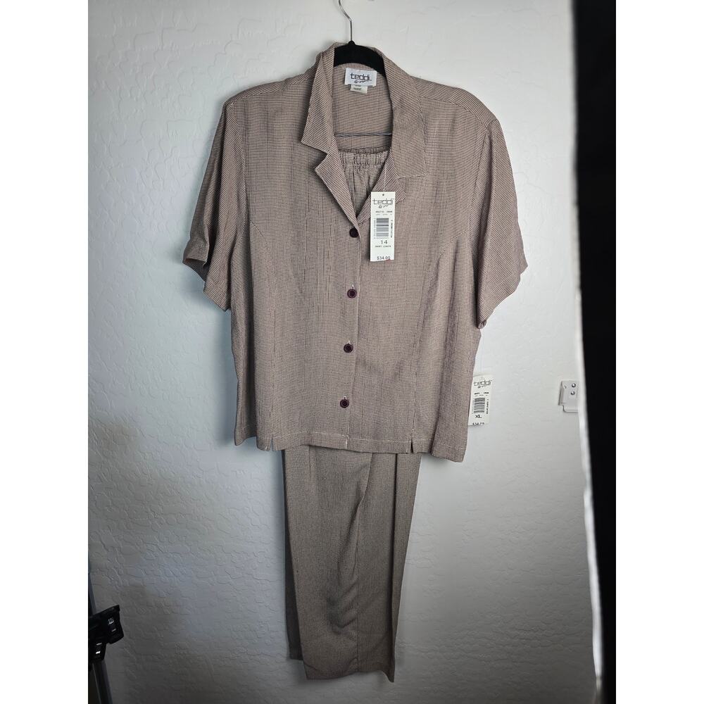 Vintage Teddi NWT Pants Set size XL Brown and White size 14